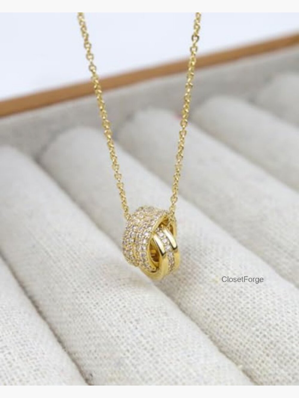 14K Gold Plated Cubic Zirconia Dainty Pendant Necklace, Minimalist Daily Wear - Picture 4 of 7